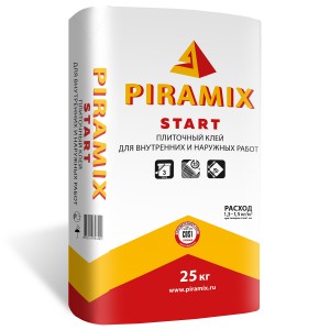 Плиточный клей для внутренних и наружных работ PIRAMIX START